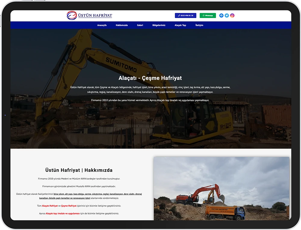 üstün hafriyat alaçatı çeşme web tasarım çalışması