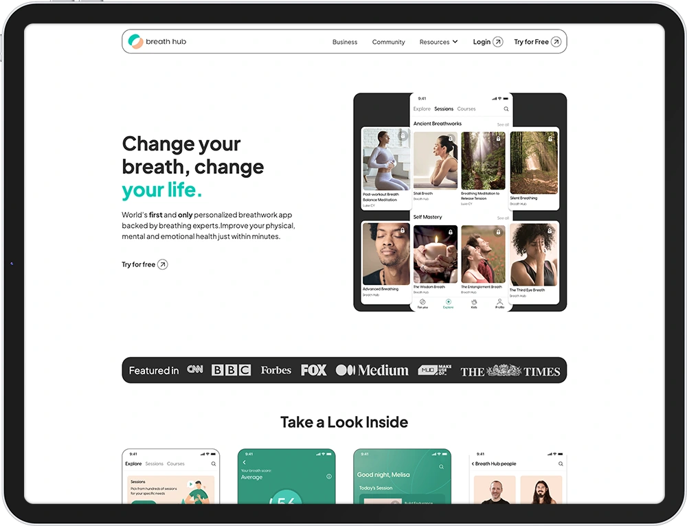 breath hub web tasarım çalışması